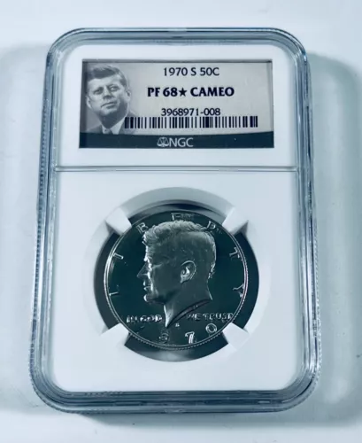 1970 S NGC PF68 STAR Cameo Silver Proof Kennedy Half Dollar WHITE COIN JFK 50C