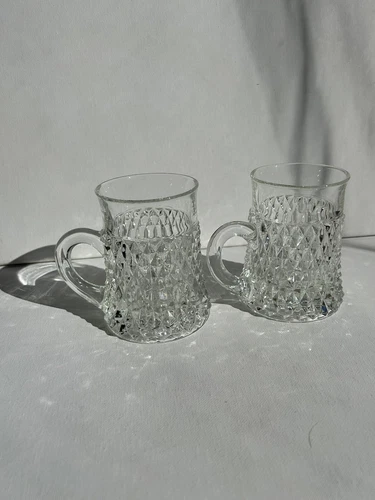 Indiana Glass Diamond Point Clear Glass Mug Set of 2