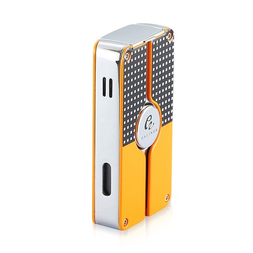 Windproof Triple Jet Torch Flame Cigar Cigarette Lighter with Punch Tool Yellow - Picture 4 of 7