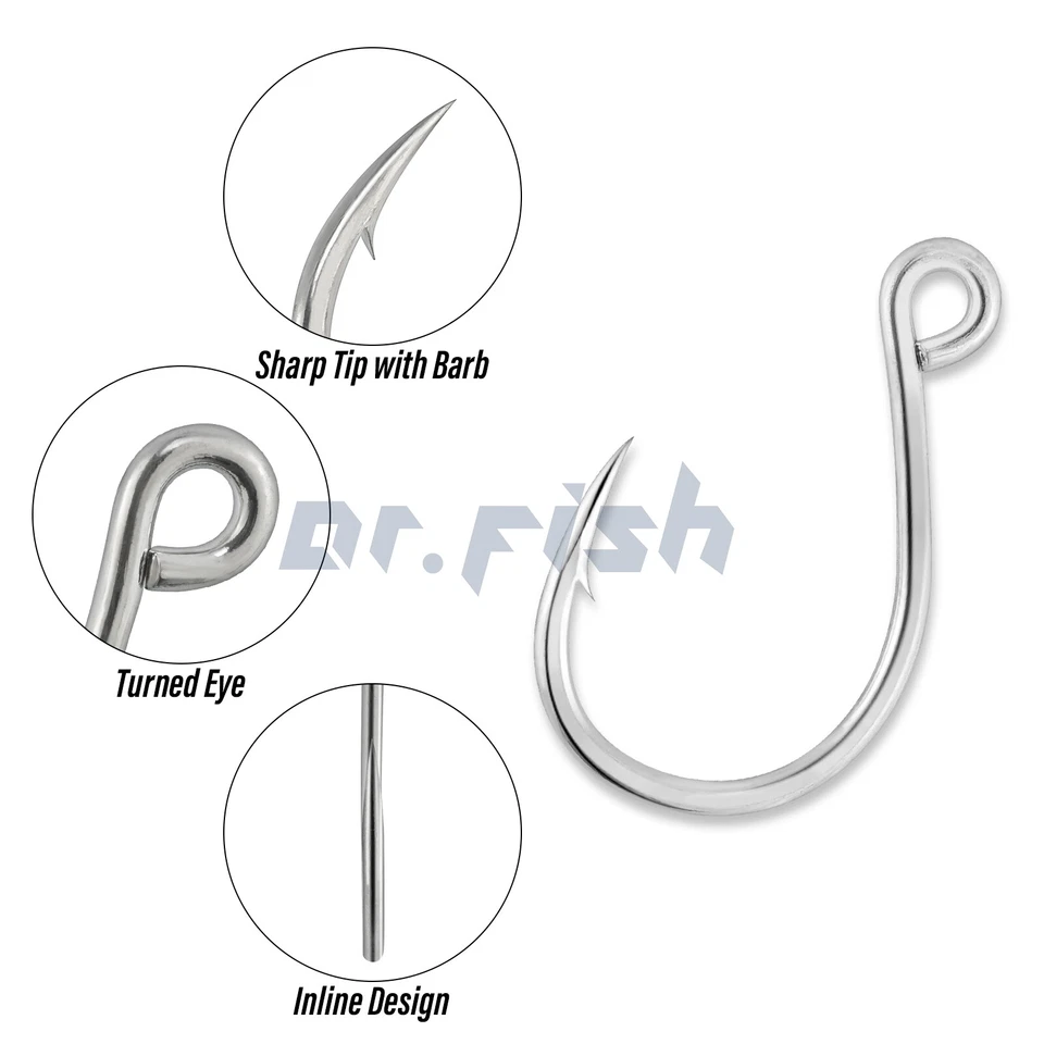 30PCS Inline Single Hooks Heavy Duty Replacement Fishing Hook for Lures Bait - Image 4 of 4