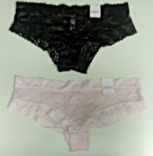 NWT CANDIE'S INTIMATE 2 Pairs Cheeky Panties Underwear XLarge XL Lace Pink Black