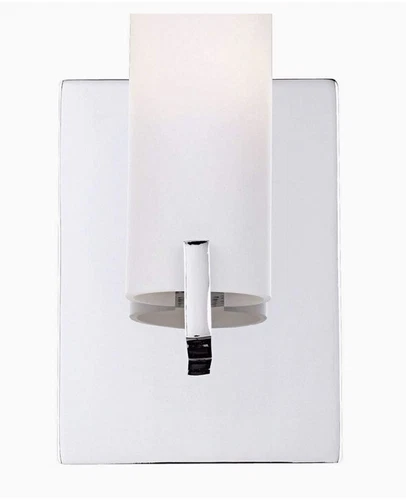 George Kovacs Chrome Tube Light Bath Wall Sconce -Etched Opal Glass P5040-077 - Picture 6 of 9