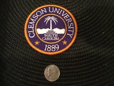 Clemson University tigers VINTAGE EMBROIDERED IRON - Sew  ON PATCH 3" x 3"