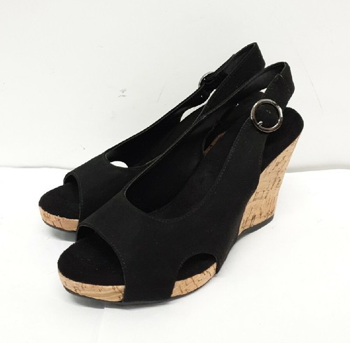 Sandalias de tacón de cuña negras Graceland para mujer Reino Unido 3/eu 36 | ref brs# - Imagen 5 de 9