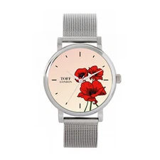 Toff London TLWS-32856 Ladies Red Poppy Flower Watch