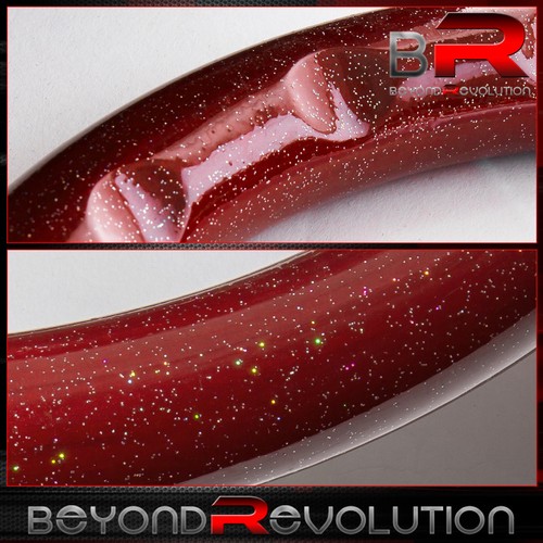 Wakaba Button + Deep Dish Metallic Red Wood Neo Chrome Center Steering Wheel - Picture 3 of 4