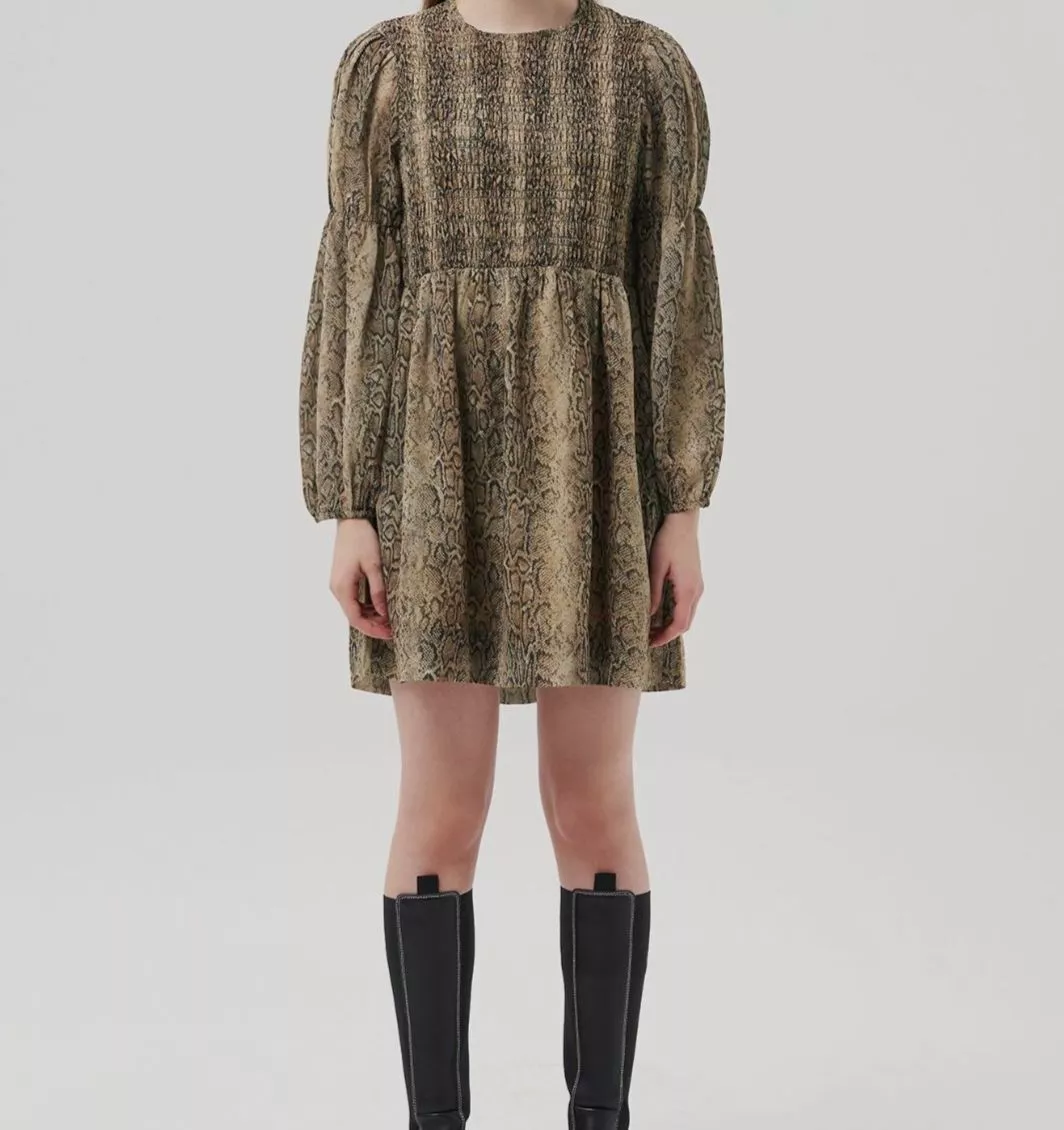 Snakeskin pleated dress sale