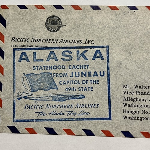 1959 PACIFIC NORTHERN AIRLINES FDC ALASKA STATEHOOD CACHET ALASKA FLAG LINE - Picture 2 of 5
