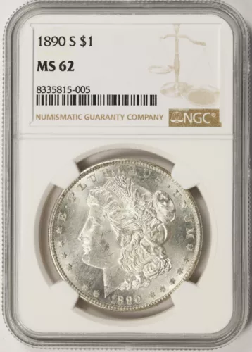 1890-S Morgan Silver Dollar $1 NGC MS62