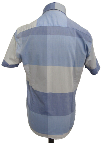 Ted Baker London Short Sleeved Blue Check Men's Designer Cotton Shirt ~ Size 3 - Picture 5 of 7