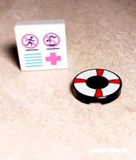 LEGO Swim Ring Lifeguard Manual Printed Sticker Water Safety Emergency Instruct