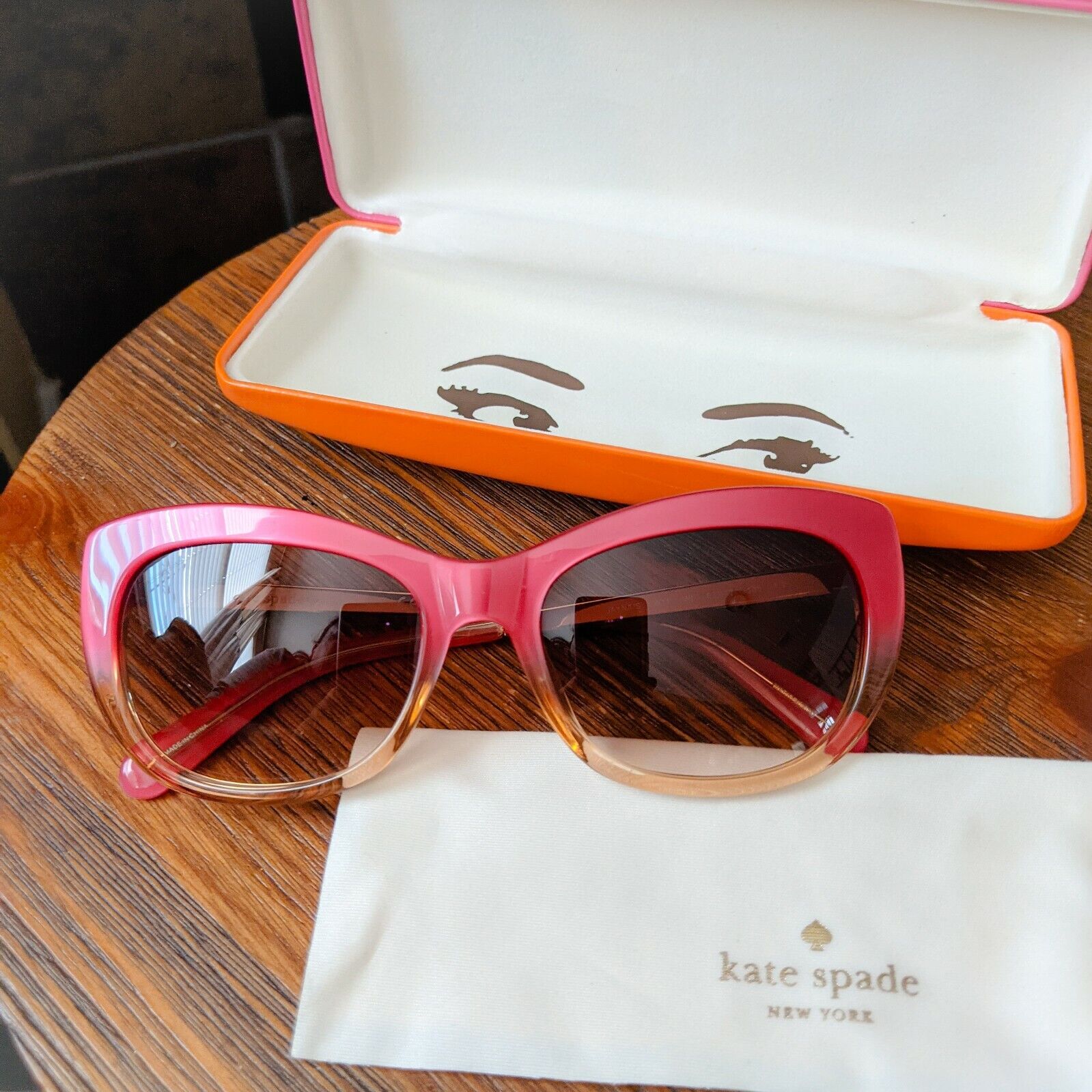 NWOT Kate Spade Pink Jayna /S W11 53-17-135 Smoke Lens Sunglasses 1086  w/Case | eBay
