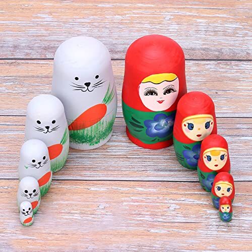 Paquete de 5 muñecas rusas de anidación en blanco sin pintar muñecas de madera matrioshka - Imagen 4 de 7