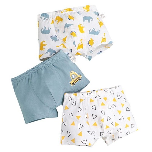 3pcs/lot Boys Print Boxer Briefs Cute Cartoon Dinosaur Striped Print Kids - Picture 2 of 20