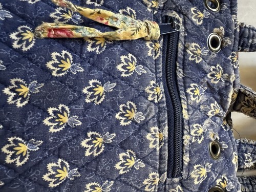 Vintage Vera Bradley Mini Backpack Purse Maison Blue & Yellow Distressed Aged - Picture 8 of 14