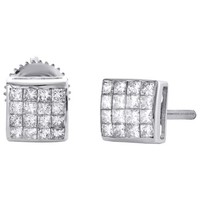 JFL 14K WeißGold Princess Cut Diamant Ohrstecker Quadrat 6Mm 3/8 CT