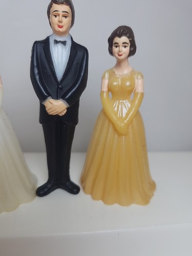 Cake topper vintage metà secolo plastica matrimonio ballo formale figure debuttanti 3 pezzi - Foto 4 di 8