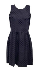 J.Crew Black Polka Dot Sleeveless Fit Flare Dress Stretch Size M