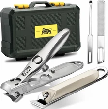 DIGNITY Nail Clippers for Men Women Seniors with Catcher and Green/Silver 