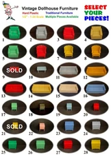 Vintage MARX 1/2" scale hard plastic Traditional style Dollhouse Furniture