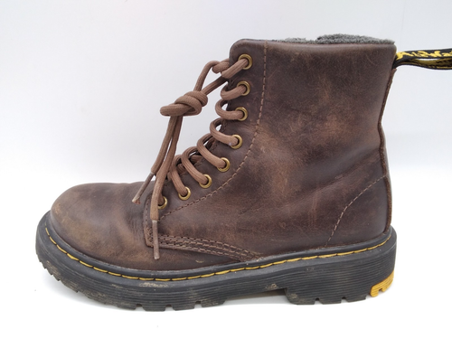 Dr. Martens 1460 J Brown Leather Junior Kids Boots, Side Zip 8 Eye Laces 13 UK - Picture 4 of 12