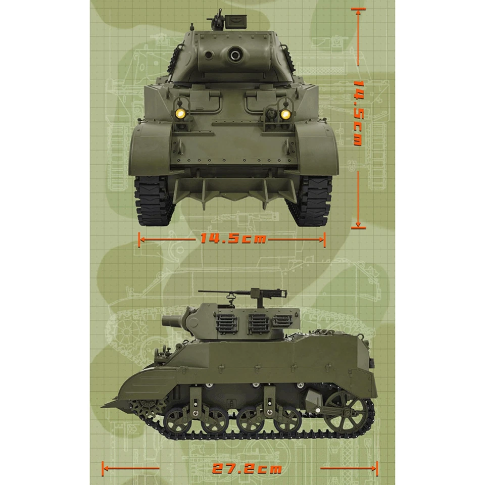 1/16 CoolBank RC Tank M8 HMC Scott RTR Battle Tank 360°Turret Smoke Sound Light - Image 3 of 4