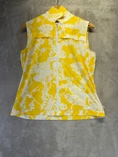 Zenergy by Chico Vest Women's Size 1 Bright Yellow Floral Full Zip Party