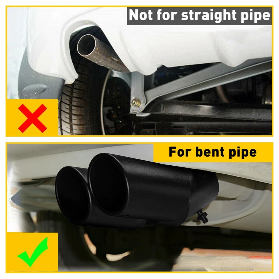2 Car Rear Dual Exhaust Pipe Tail Muffler Tip Auto Accessories Replace Kit Black - Image 3 of 4