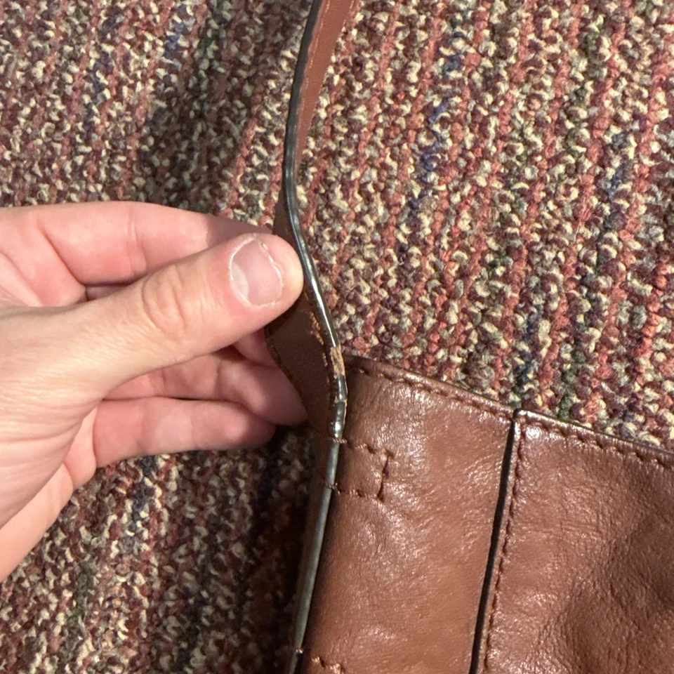 Frye Leather Hobo Bag with Side Pocket Cognac Brown Boho Tote - Image 4 of 4