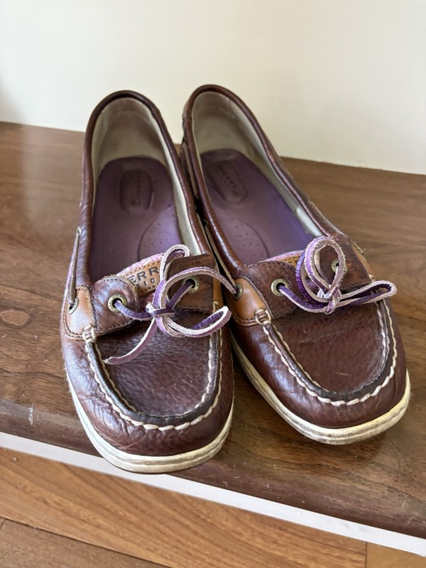 Sperry Top Sider Boat Shoes Woman's Brown Leather Size 8.5 Used