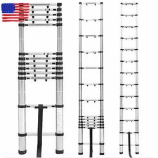 10.5/12.5/14.5FT Aluminum Non-Slip Telescoping Ladder Extension Ladders Folding