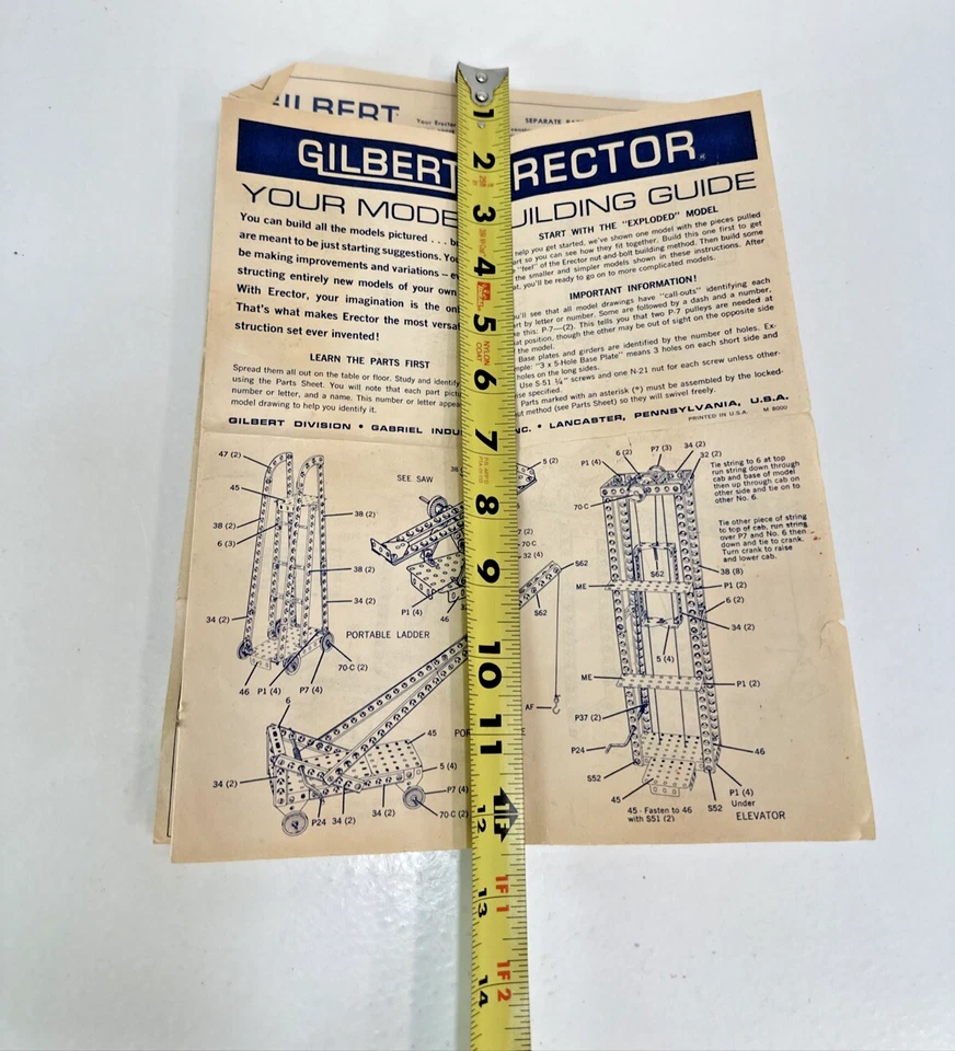 Vintage 50s Gilbert Erector Set Model Building Guide, Parts List Identification - Image 4 of 4