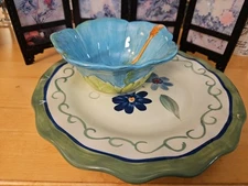 Pfaltzgraff VERONA Salad Plate 9" Flower Scalloped Chip And Dip One Of A Kind?