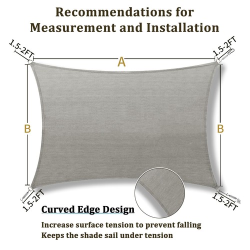 Rectangular Breathable UV Block Sun Shade Sail Outdoor Covering Cloth for Dec... - Picture 5 of 6