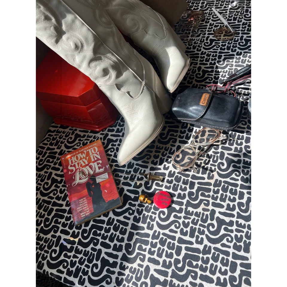 White Heeled Boots, Steve Madden Knee High Western, Cream, off White - Image 4 of 4