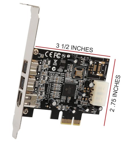 Syba SY-PEX30016 3 Port IEEE 1394 Firewire 1394B & 1394A PCIe 1.1 x1 Card TI ... - Picture 2 of 2
