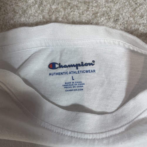 Champion Authentic Athleticwear Youth Size Large White Crewneck Long Sleeve Tee - Picture 2 of 7