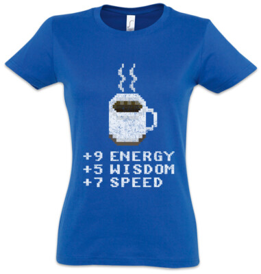 Pixel Coffee Damen T-Shirt Gamer Games Gaming Fun Geek Nerd RPG MMORPG Roleplay