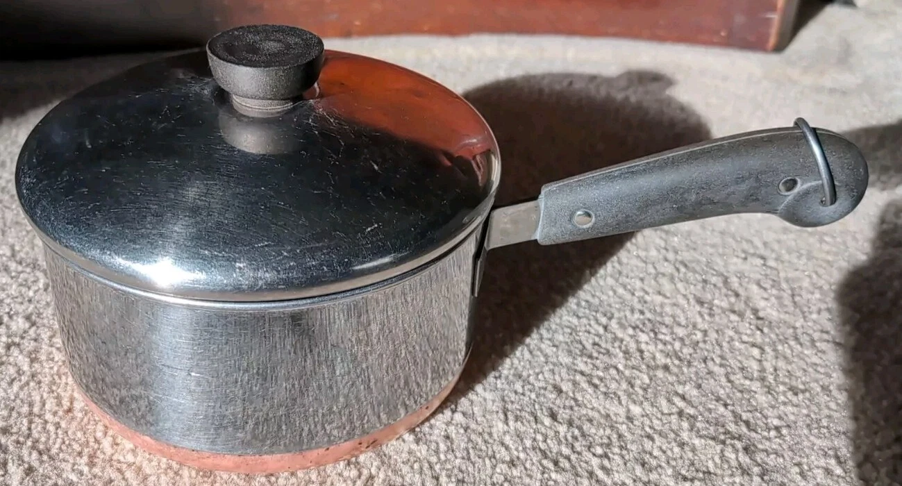 Revere Ware 2 Qt Sauce Pan Pot + Lid Stainless Steel Copper Clad Bottom USA