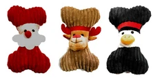 Christmas Plush Dog Bone Squeakers Toy Lot of 3 Santa Reindeer Penguin Holiday