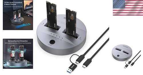 Compact M.2 Dual-Bay Docking Station - Easy Offline Clone & Fast Data Transfer - Picture 2 of 9