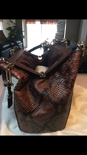 Coach Madison Caroline Satchel in Diamond Python Embossed Leather - 32411 Rare - Picture 9 of 12