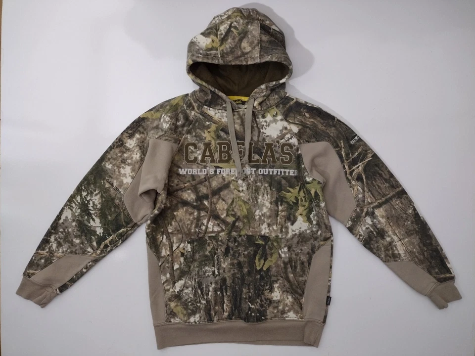Cabela's Camo Hoodie Sweatshirt Men's S Embroidered Logo Pullover fleece - Image 3 of 4