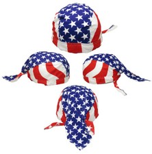 USA Striped With Stars In Middle Printed Do Rag Doo Rag Skull Cap Head Wrap