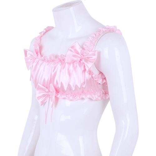 Set Reggiseno Uomo Sissy Frilly Arruffato Senza Ferretto Bralette con Mutandine Set Lingerie - Foto 13 di 48