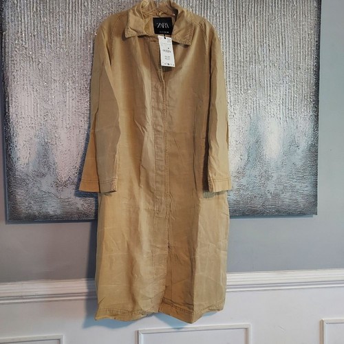Zara ZW Collection Oversized Washed Trench Coat Sz-L - Picture 11 of 13