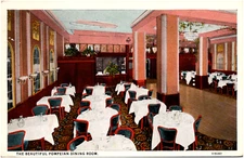 Pompeian Dining Room at Congress Hotel Portland Oregon OR 1930s Antique Postcard
