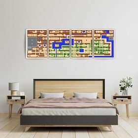 Zelda Map Poster Print 4 Piece Wall Art, Legend of Zelda Classic NES World Map