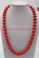 Natural Red Coral 8/10/12/14mm Round Gemstone Beaded Jewelry Necklace 16-48"