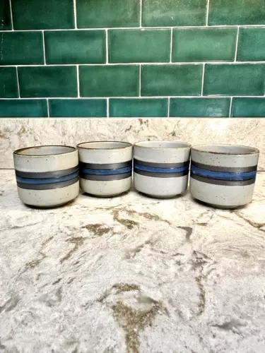Otagiri Horizon Cup SET OF 4 Japan Stoneware Coffee/Tea Mug Japan 3.5Blue Stripe